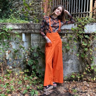 Vintage Orange Cotton Overalls 