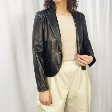 Vintage Ebony Leather Blazer Style Jacket