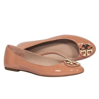 Tory Burch - Nude Patent Leather Ballet Flats w/ Logo Buckle Sz 10