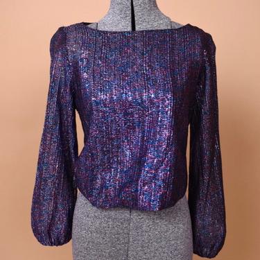 Purple 70s Lurex Top By Caribou, M/L