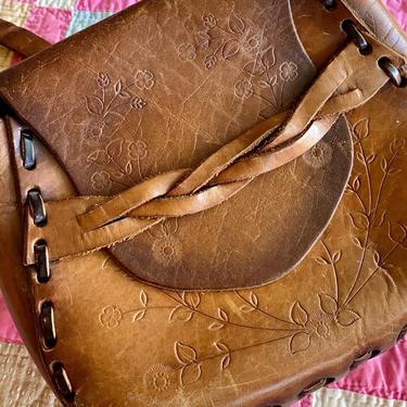 70's Hand Tooled Leather Bag