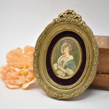 6" Victorian Oval Antique Style Cameo Painting | A Cameo Creation | Mary Vincent Nesbert after C.E. Leslie R.A. | Ornate Oval Frame Birthday 