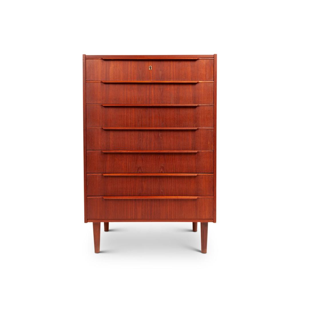 Vintage Danish Modern Seven Drawer Teak Tallboy | Mid-century Modern ...