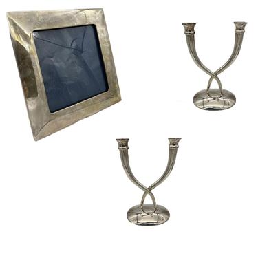 Late 20th Century Sterling Silver Candle and Picture Frame Set by Villa 