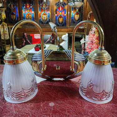 Contemporary Brass 2 bulb vanity scone 8