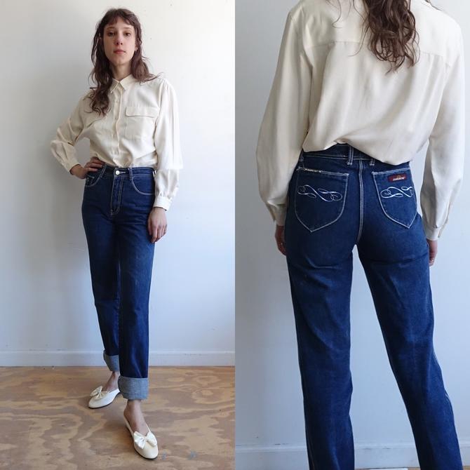 Vintage 80s Dark Wash Jordache Denim/ 1980s High Waisted Straight, Bottle  of Bread