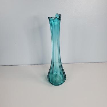 Turquoise Blue Swung Glass Vase 