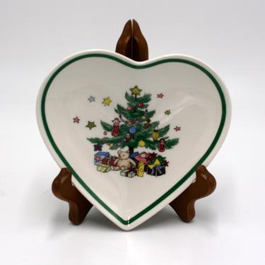 vintage nikko heart christmas dish/made in japan/christmas tree dish/ring dish 