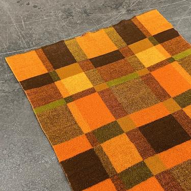Vintage Faalberg Blanket 1960s Retro Size 87x56 Lodge + Wool + Orange and Brown + Checkered Print + Made in Holland + Car Throw + Bedding + 