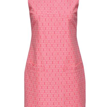 Britt Ryan - White & Pink Graphic Printed Sheath Dress Sz 2