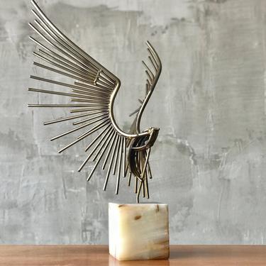 Curtis Jere Brass &amp; Marble Sculpture. 