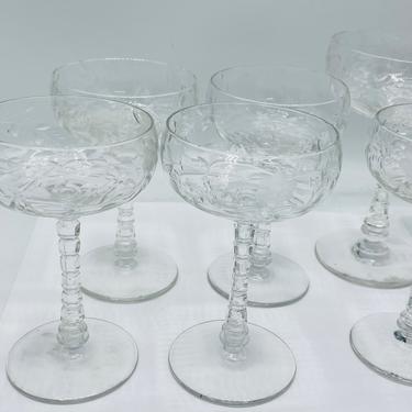 Set of Six Libbey Rock Sharpe 'Villars&amp;quot; Cordial Sherry Coupe Glass 