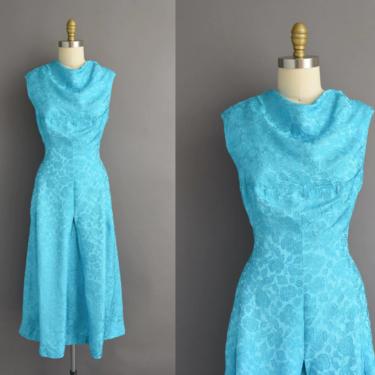 1960s vintage dress | Gorgeous Turquoise Blue Cocktail Party Dress | Large | 60s dress 