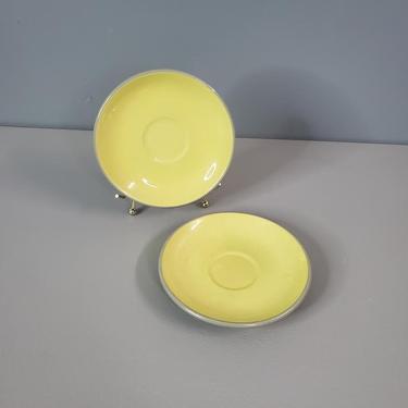 Set of 2 Harkerware Yellow Saucer Plates 