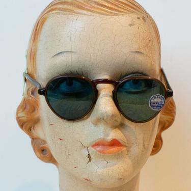 1940s sunglasses 40s Brown Solarex with Blue Crookes Lenses Female Hysteria Boston MA