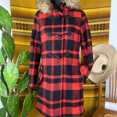 Vintage LL Bean Wool Buffalo Plaid Mackinaw Jacket USA Size XS 