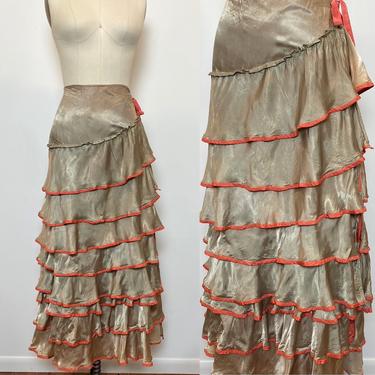 Vintage 1930s 1940s Skirt Theatre Costume Haloween Carmen Miranda Flamenco Ruffle 