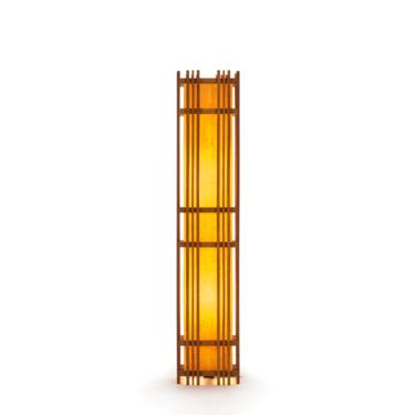 Mid Century Modern Floor Lamp in Original Orange Fabric in Style of Frank Llloyd Wright 
