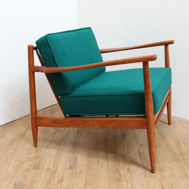 Dux Lounge Chair Folke Ohlsson Danish Modern Teak Spindle Back Teal Lagoon Peacock 
