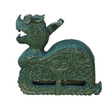 Chinese Green Stone Fengshui Fortune Pixiu Dragon Display Figure ws1629E 