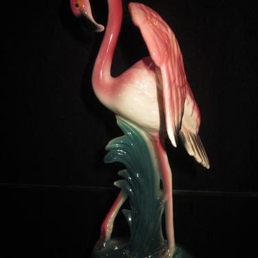 Vintage 1940s 1950s California Pottery style Pink Flamingo Figurine 