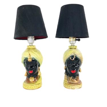 #5968 Pair of Porcelain Blackamoor Lamps