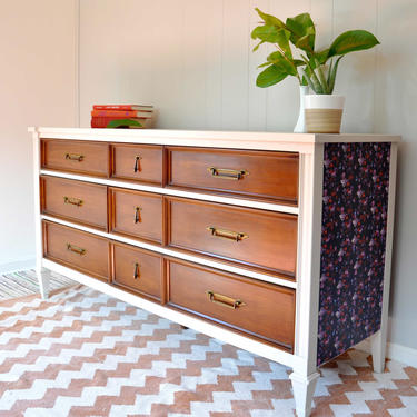 Pewter Console Table with Floral Side Panels 