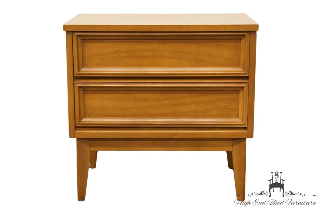 DIXIE FURNITURE Mid Century Modern Style 24" Two Drawer Nightstand 006/