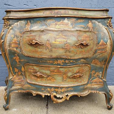 Antique Chest Venetian Chinoiserie Bombe 