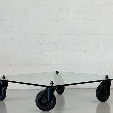 1980s 'Tavolo con Ruote' Coffee Table by Gae Aulenti for FontanaArte