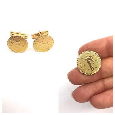 Vintage VTG 1980s 80s Gold Astrology Virgo Zodiac Cuff Links 