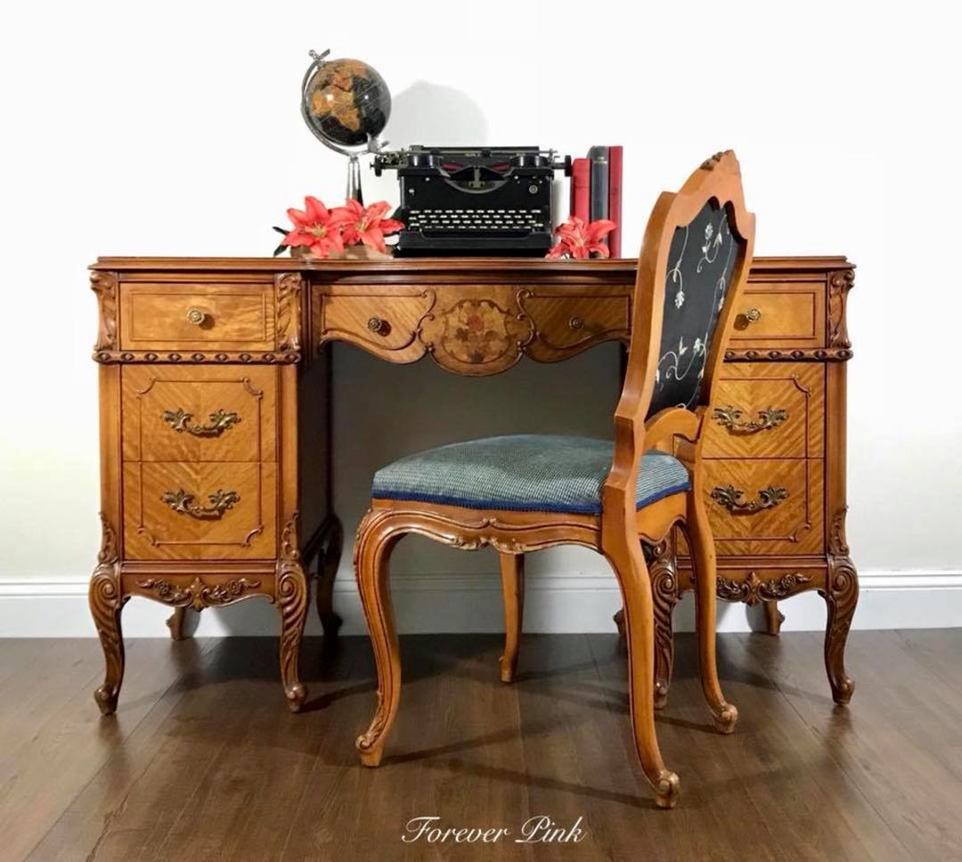 Vintage French Provincial Desk and Chair Forever Pink Glen Mills, PA