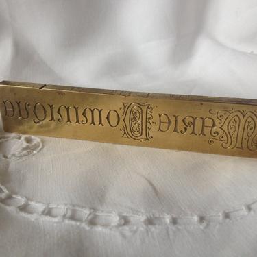 French Solid Brass Print Block, French Name Plate Monogram 