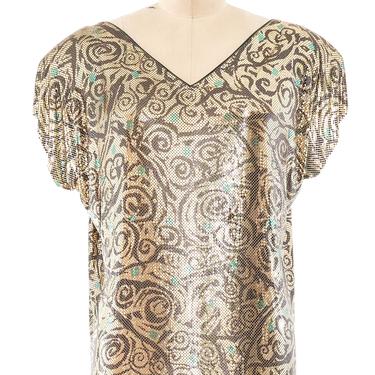 Whiting and Davis Swirl Printed Chainmail Top