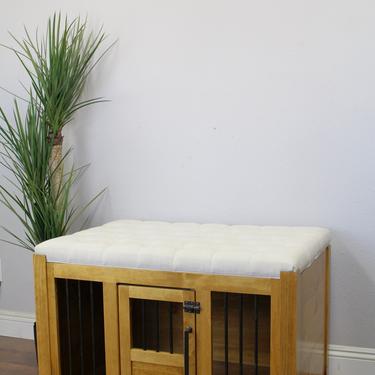 Dog Crate Ottoman - small dog kennel / Soft Cushion Top / Fully Custom / Dog House / crate bench / rustic furniture / farmhouse pet rustic 