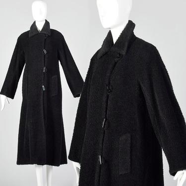 Medium 1990s Black Wool Coat Cinzia Rocca Coat Fuzzy Winter Coat 1990s does 1950s Asymmetrical Winter Jacket 