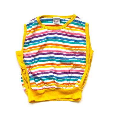 1980’s KIDS Rainbow Striped Yellow Top Sz 10 