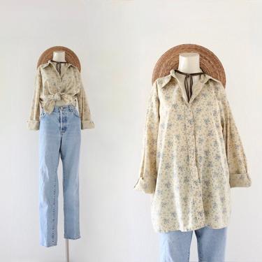 chamomile calico top - l 