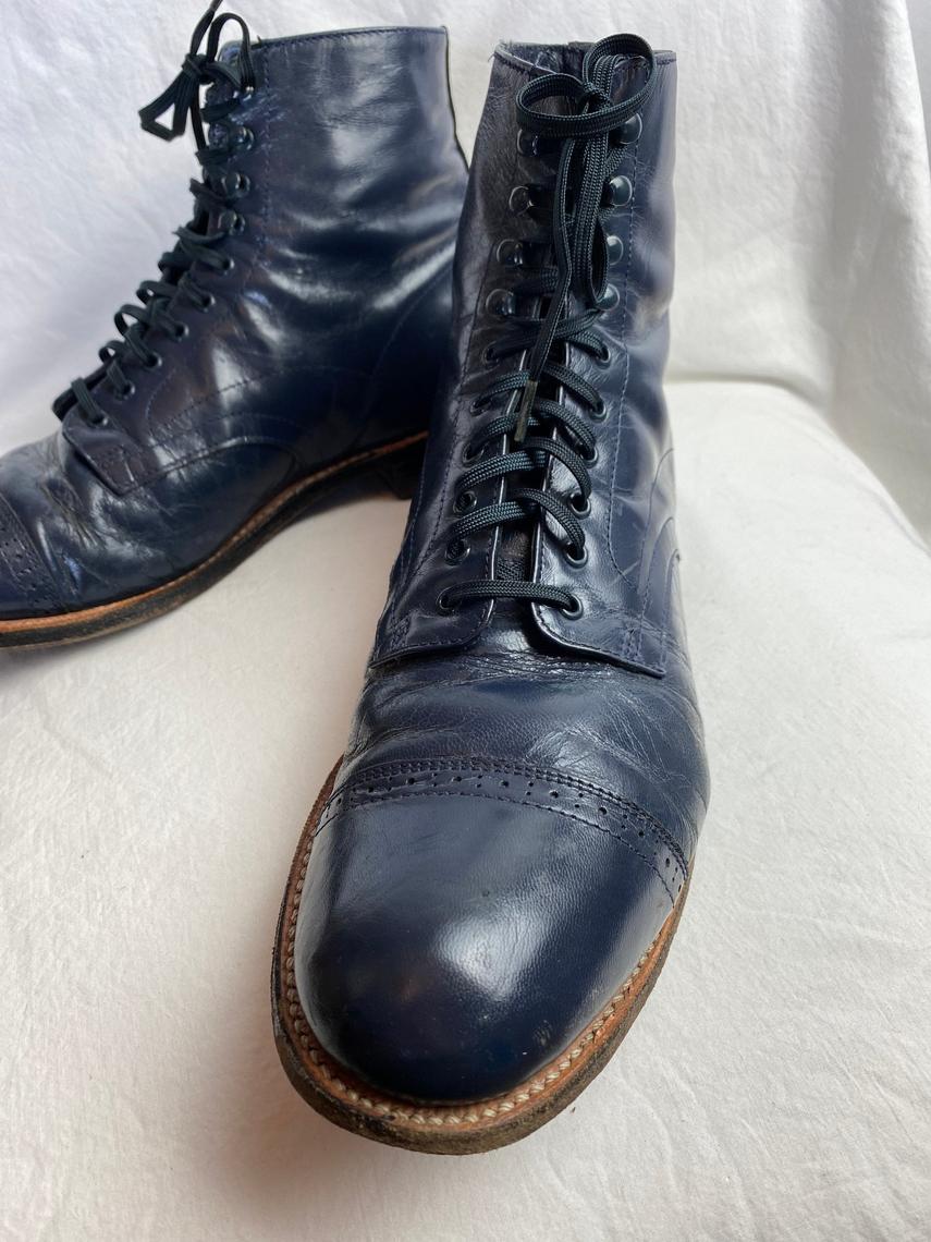 Stacy Adam’s men’s Vintage laceup ankle boots blue Hatties Vintage Clothing Portland, OR