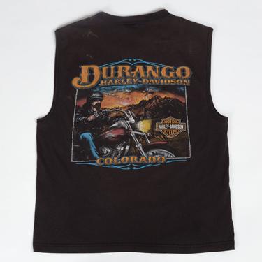 Vintage Harley Davidson Durango Pocket Tank - Medium | 90s Y2K Unisex Colorado Motorcycle Graphic Muscle Shirt 