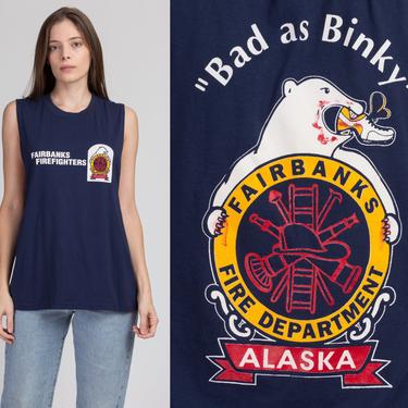 90s Fairbanks Alaska &amp;quot;Bad As Binky&amp;quot; Polar Bear Tank - Large | Vintage Fire Department Tourist Muscle Shirt 