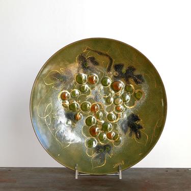 Mid Century 60's Sascha Brastoff Vintage Floral Copper Enamel Plate Kidney  Dish