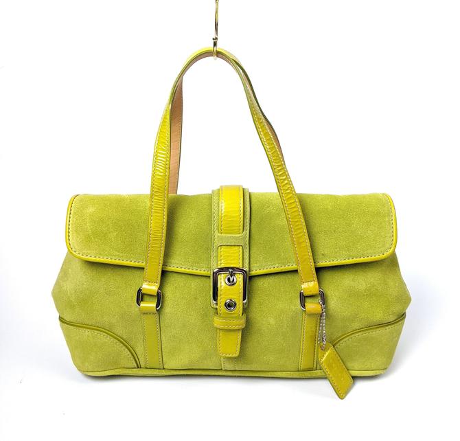 Green suede coach discount purse