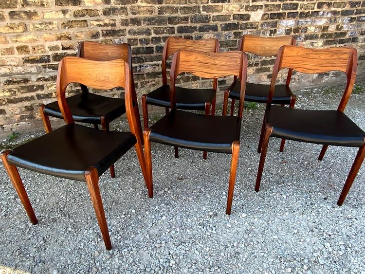 Vintage Model 71 Rosewood Dining Chairs by Niels Otto Møller for J.L. Møllers (Set of 6)