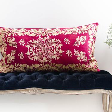 Antique Ottoman Hand Silk Embroidered Satin Base Floral Pillowcase Textile 1900s 
