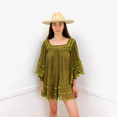 Sage Mini Dress // vintage 70s 1970s boho cotton | Fenix Vintage - Los  Angeles, CA | ATTIC