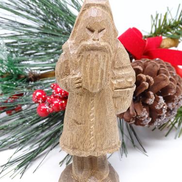 Antique Hand Carved German Santa, Vintage Wood Toy for Christmas Putz or Nativity, Erzgebirge Germany 