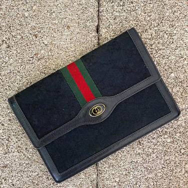 VINTAGE GUCCI GG Cherry Line STRIPE COSMETIC CLUTCH BAG