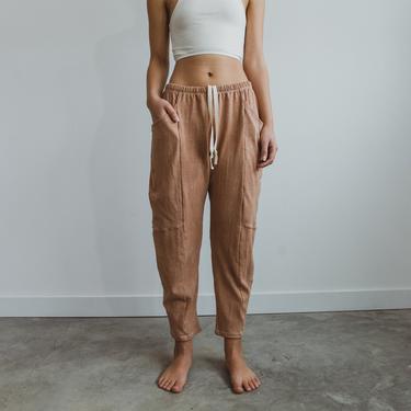 Hemp Lounge Pant, Genderless Clothing, Plant dyed Sweat Pant, Terracotta Pocket Pants 