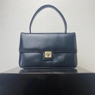 vintage black leather handbag 